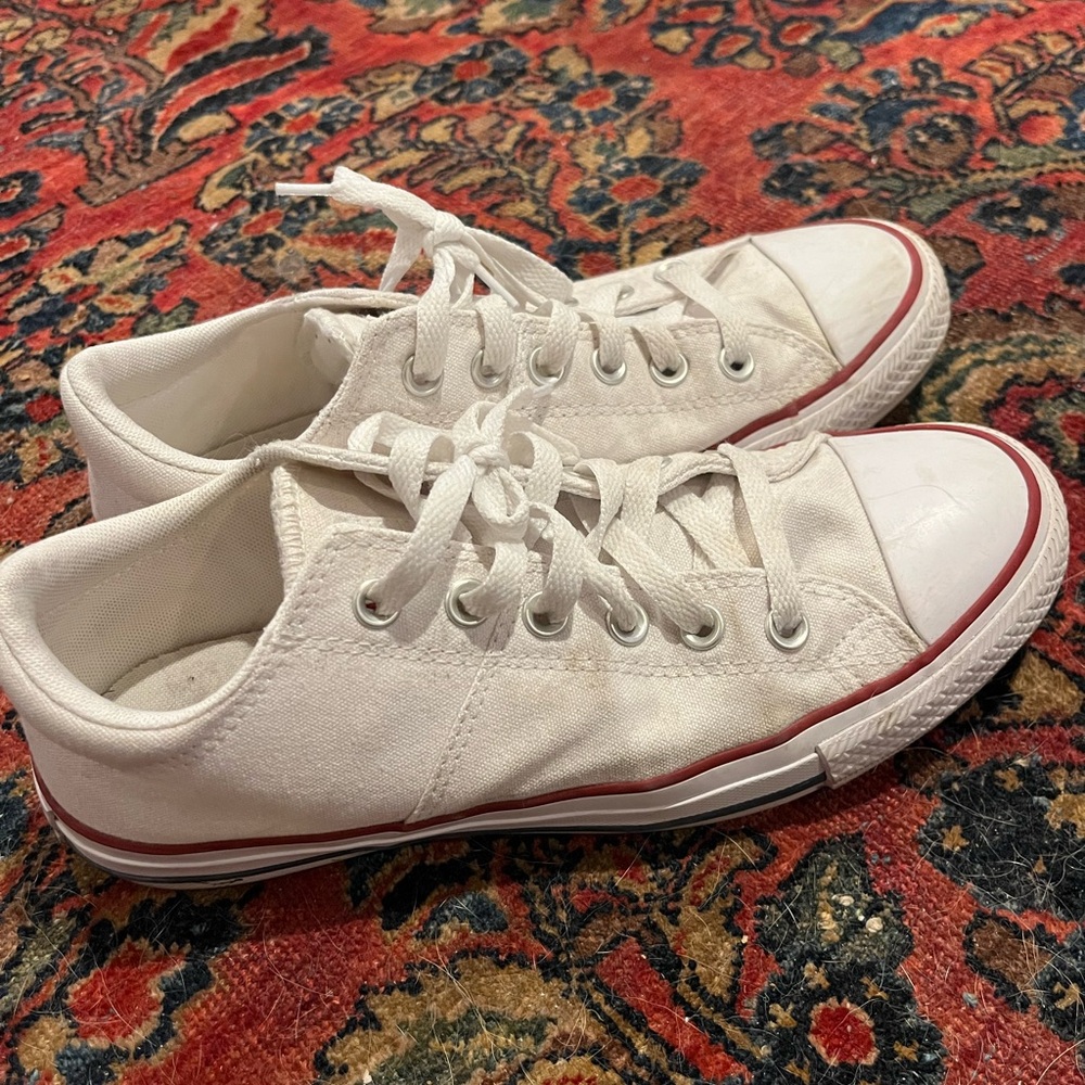Converse White Sneakers with Red Accents